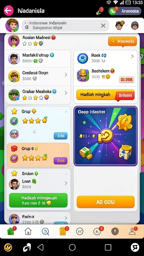 Screenshot karakter kustomisasi yang menampilkan berbagai pilihan kostum.