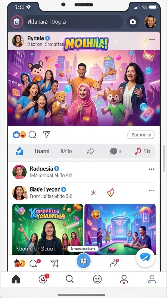 Fitur komunitas untuk bersosialisasi dengan pemain lain.
