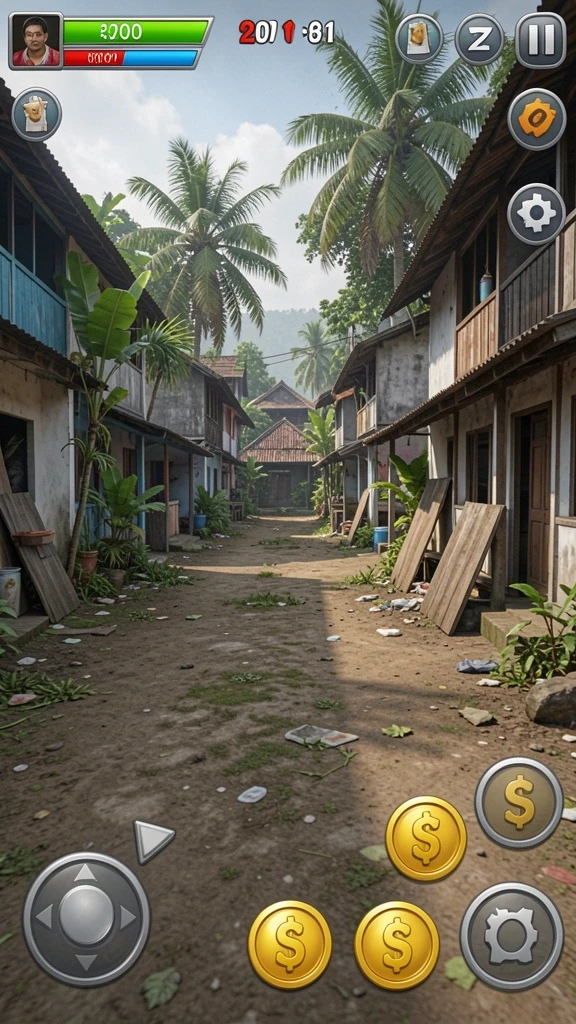 Screenshot menunjukkan karakter Viking bertarung melawan monster.